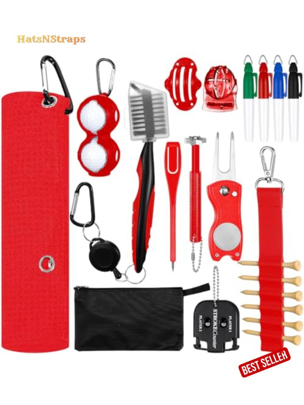 21pc Golf Accessories Cleaning Kit Towel Brush Divot Tool Gift Set